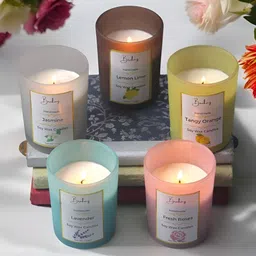 Brahmz Green & Yellow 5 pieces Jar Candle-25