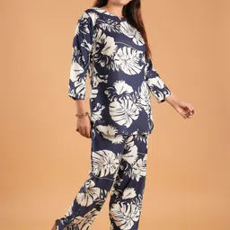 baesd Based Leaf Printed Pure Cotton Tunic With Trouser Co-Ords image 2