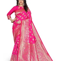 KALINI Woven Design Zari Silk Blend Kanjeevaram Saree-image-47