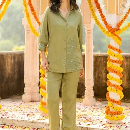 HOUSE OF JAMOTI Embroidered Shirt & Trouser-image-94