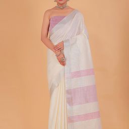 NEGRONI Women Striped Zari Pure Linen Saree-47