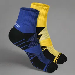 Heelium Unisex Pack Of 2 Striped Above Ankle Length 3X Tougher & Durable Athletic Socks-12