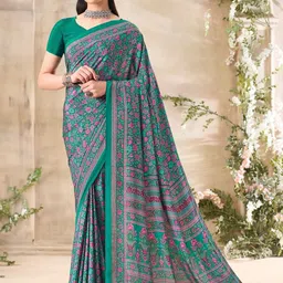 DURGA EMPORIO Floral Pure Crepe Saree-image-32