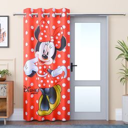 Kuber Industries Red & White Ethnic Motifs Sheer Door Curtain-87