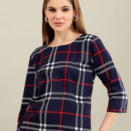 bearbrother Women Checked Round Neck Top-picture-32