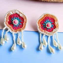 Tipsy Closet Handmade Beaded Bohemian Floral Drop Earrings for Women-image-43