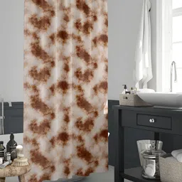 ArtzFolio Brown & Cream Colored Printed Waterproof Shower Curtain-image-73