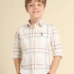U.S. Polo Assn. Kids Boys Classic Regular Fit Spread Collar Checked Cotton Casual Shirt-image-52