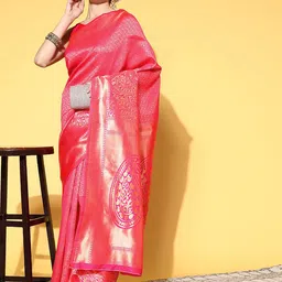 Anouk Rustic Woven Design Zari Silk Blend Dharmavaram Saree-12
