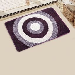 Aura Cream Colored & Purple Self Designed Water Absorbing Doormats-3