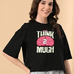 OWL MINK Women Printed Pure Cotton Applique T-shirt-image-69