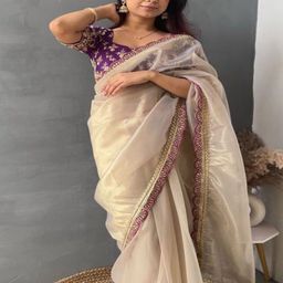 VRAGI Embroidered Jute Silk Saree-image-93