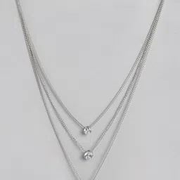 Kord Store Set of 2 Rhodium-Plated CZ-Studded 3 Layered Pendant With Chain image 2