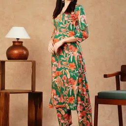 DIVASTRI Floral Printed V-Neck Straight Kurta With Palazzo-27