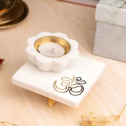 HOMEARTE White OM Chowki With Diya-image-47
