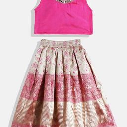 BAESD Girls Embroidered Mirror Work Ready to Wear Lehenga & Blouse With Dupatta-picture-42
