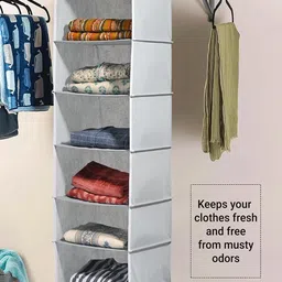 Kuber Industries Grey 6 Shelf Foldable Hanging Multi-Utility Wardrobe Organisers image 3