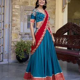 LOOKNBOOK ART Embroidered Sequinned Ready to Wear Lehenga & Unstitched Blouse With Dupatta-20