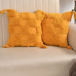 KIDS WONDERS Yellow Set of 2 Embellished Square Cushion Covers-17