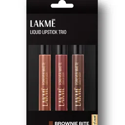 Lakme Forever Matte Long Stay Light-Weight Liquid Lipstick Trio 16.8ml - Brownie Bite-22