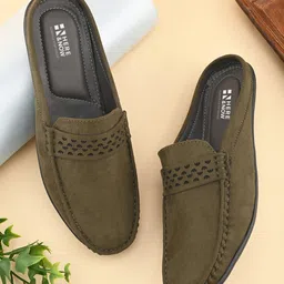 HERE&NOW Men Round Toe Suede Mules-image-35