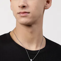 Roadster Rhodium-Plated Square Pendants with Chains image 4