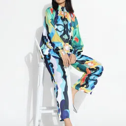 SHOWOFF Printed Top With Trouser Co-Ords-picture-24