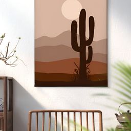 Livin'luxe Brown & Pink Desert Cactus Canvas Wall Art-picture-35