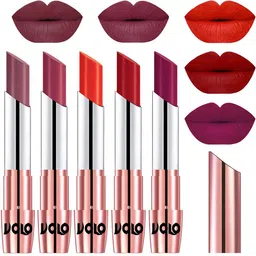VOLO Set Of 5 Creme Matte Lipstick-3.5g Each-Plum-Rose Pink-Coral-Tomato Red-Magenta-picture-15