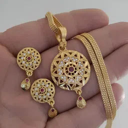V.K.PAYAL.JEWELLERY Gold Plated Artificial Stones Studded Jewellery set-picture-35