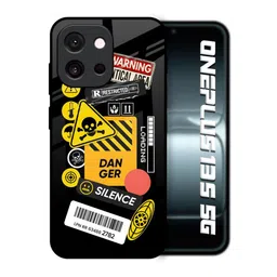 QRIOH Unisex OnePlus 13s 5G Typography Danger Signs Shockproof Glass Back Case-picture-6