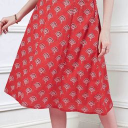 Dressberry Ethnic Print Pure Cotton A Line Knee Length Skirt-picture-23