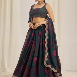 Fusionic Embellished Sequinned Semi-Stitched Lehenga & Unstitched Blouse With Dupatta image 4