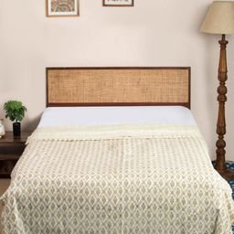 Fabindia jarul White & Green Floral Printed AC Room Single Bed Dohar-image-21