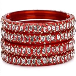SOMIL Set of 16 Brown Alloy Artificial Stones & Beads Bangles-image-69