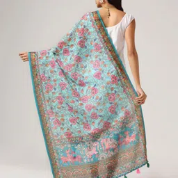 Kaizen TEXO FAB Ethnic Motifs Printed Linen Zari Dupatta image 4