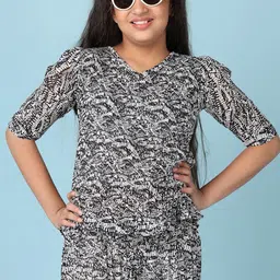V-Mart Girls Printed Shirt with Trousers-22