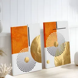 Art Street Gold-Toned & Orange 2 Pieces Canvas Citrus Sun Stretched Painting Wall Arts-image-71