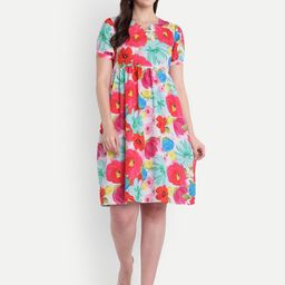 GAB Print Puff Sleeve Empire Dress-image-98