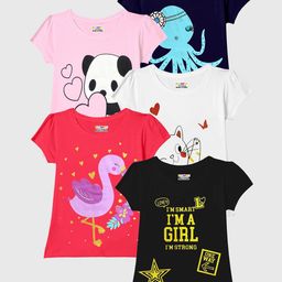 KUCHIPOO Girls 5 Printed Extended Sleeves T-shirt-image-64