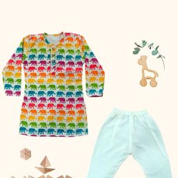 AHC Kids Conversational Printed Regular Pure Cotton Straight Kurta With Trousers-19