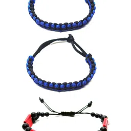 Dynamic Retail Global Men Set Of 3 Wraparound Bracelets-image-32