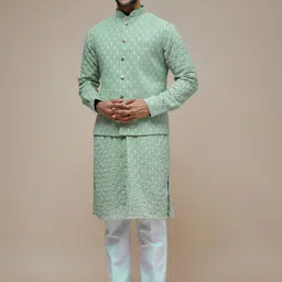 sven suits Men Ethnic Motifs Embroidered Regular Thread Work Kurta with Pyjamas Kurta Sets-picture-28