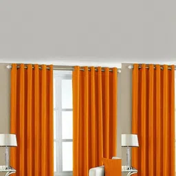 213 cm (7 ft) Polyester Semi Transparent Door Curtain (Pack Of 4) (Solid, Orange)-image-12