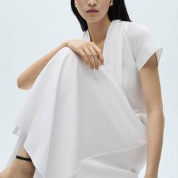 MANGO Belted Detail Pure Cotton Midi Kimono-Shaped Dress-image-65