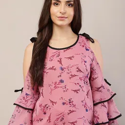 Raabta Fashion Floral Print Cold-Shoulder Georgette Top-picture-27