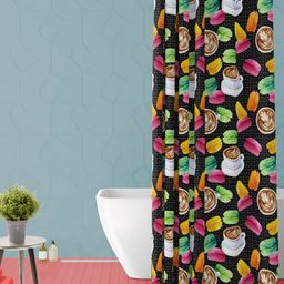 ArtzFolio Black & Green Printed WaterproofShower Curtain-image-88