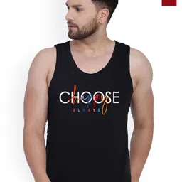 SLOWLORIS Pack Of 2 Printed Combed Cotton Gym Vests VSL26 CMB(CHS BLACK)(LOOK MAROON)-picture-42