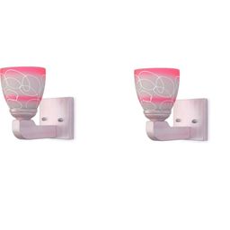 1ST TIME Pack of 2 Pink & White Glass Printed Cylinder Shaped Wall Lamps-picture-18