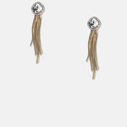 SOHI Set Of 2 Silver Plated Artificial Stones Contemporary Drop Earrings image 2